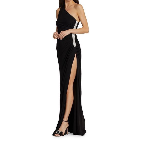 Halston Amira Jersey One-Shoulder Gown US 4 $595 - Picture 1 of 10
